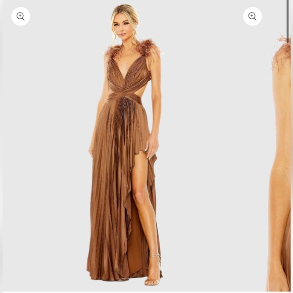 Mac Duggal Ieena pleated chocolate dress size 4 - Picture 6 of 6